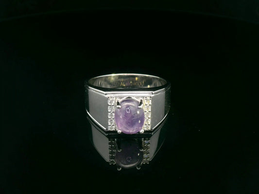 Men's 18k White Gold Pink Sapphire Ring with Diamonds – 2.51 ct Pink Sapphire