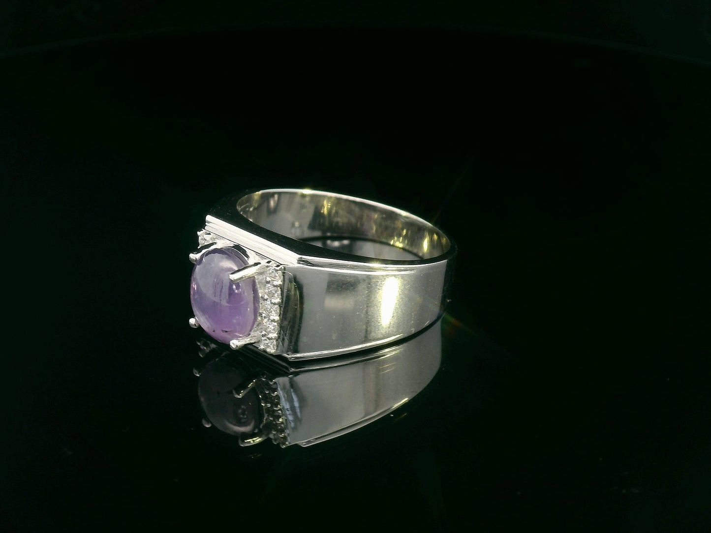 Men's 18k White Gold Pink Sapphire Ring with Diamonds – 2.51 ct Pink Sapphire