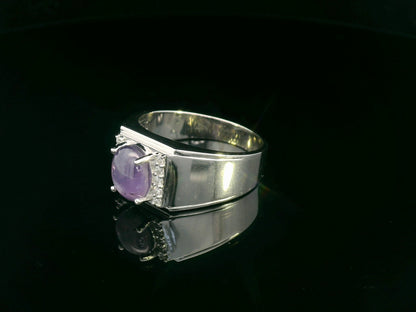Men's 18k White Gold Pink Sapphire Ring with Diamonds – 2.51 ct Pink Sapphire