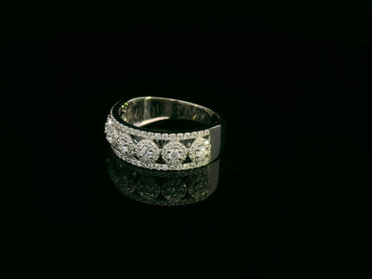 18K White Gold Multi-Row Diamond Band Ring