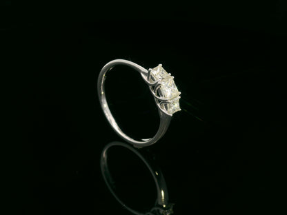 18k White Gold Princess Cut Trilogy Diamond Ring – 0.66 ct Total
