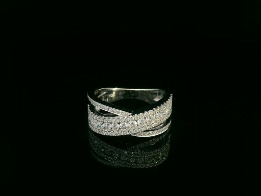 1.05 Carat Diamond Criss-Cross Pavé Ring in 18K White Gold
