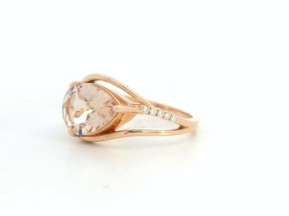 Side view highlighting split shank design and diamond accents