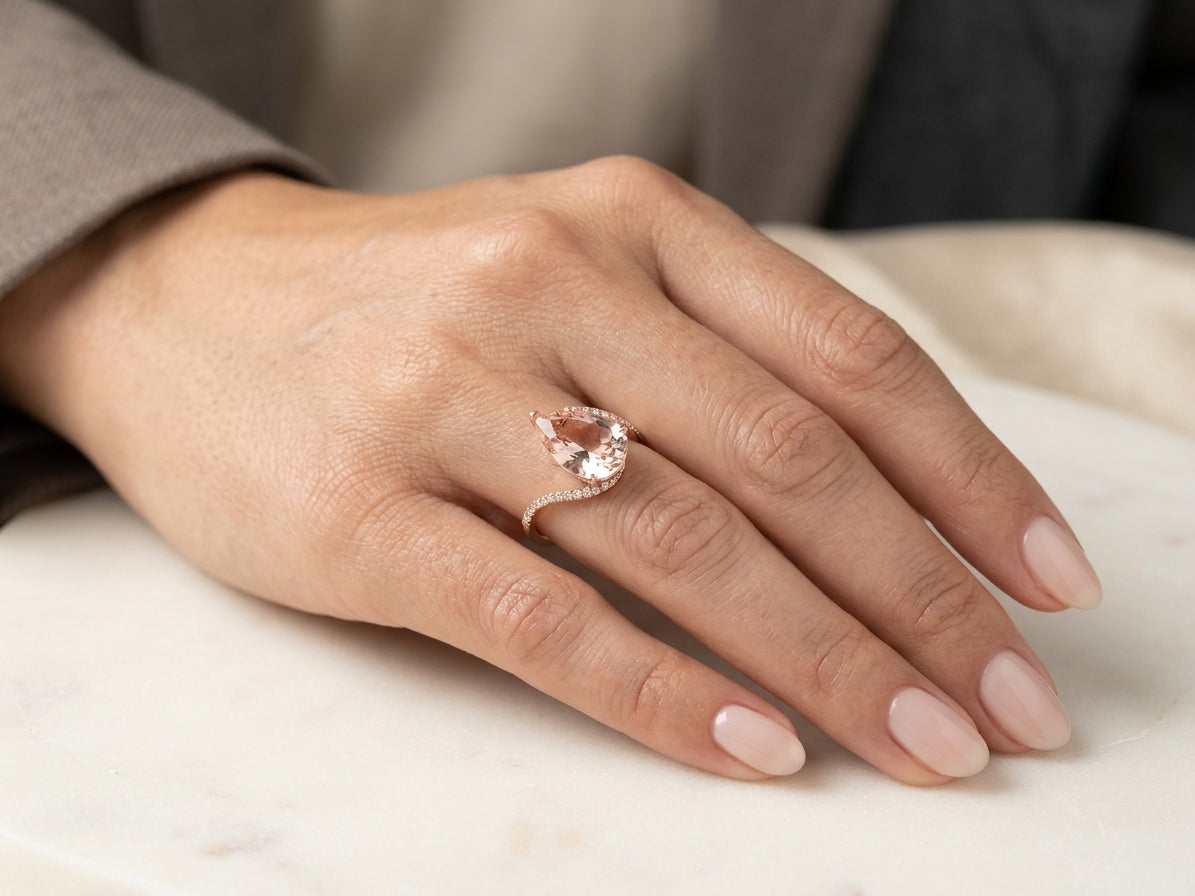 Morganite and Diamond Ring in 18K Rose Gold