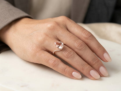 Morganite and Diamond Ring in 18K Rose Gold