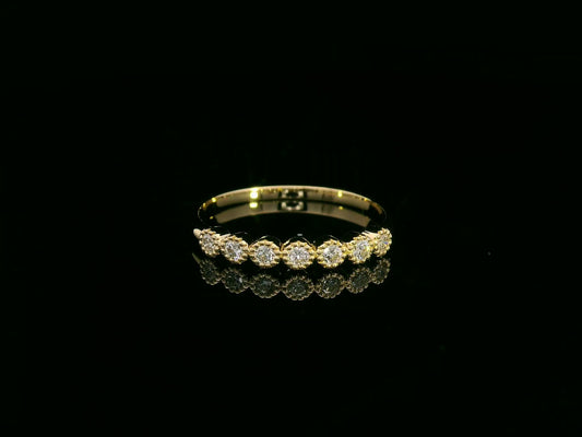 18k yellow gold slim diamond band with 0.22ct round brilliant diamonds – certificate included