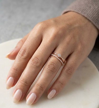 Diamond Crossover Ring in 18K Rose Gold