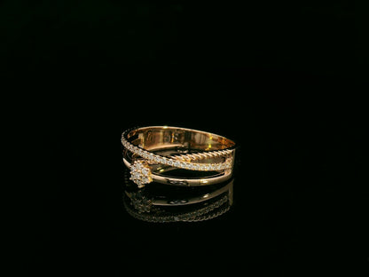 18k rose gold multi-band ring with 0.20ct floral diamond cluster – certificate included