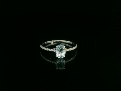 18K white gold oval aquamarine and diamond ring – elegant fine jewelry by Emirates Diamonds.