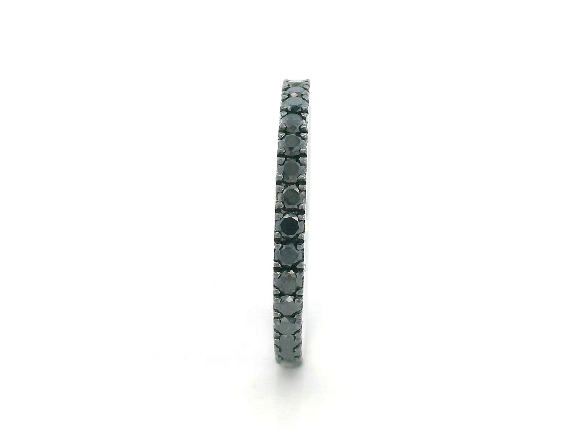18K white gold full eternity black diamond ring, total 1.06 carat, modern luxury statement ring