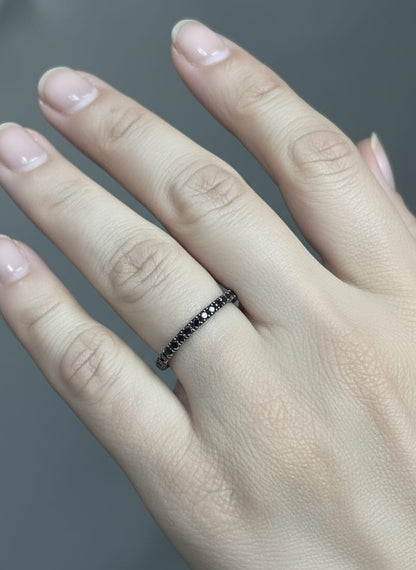 18K white gold full eternity black diamond ring, total 1.06 carat, modern luxury statement ring