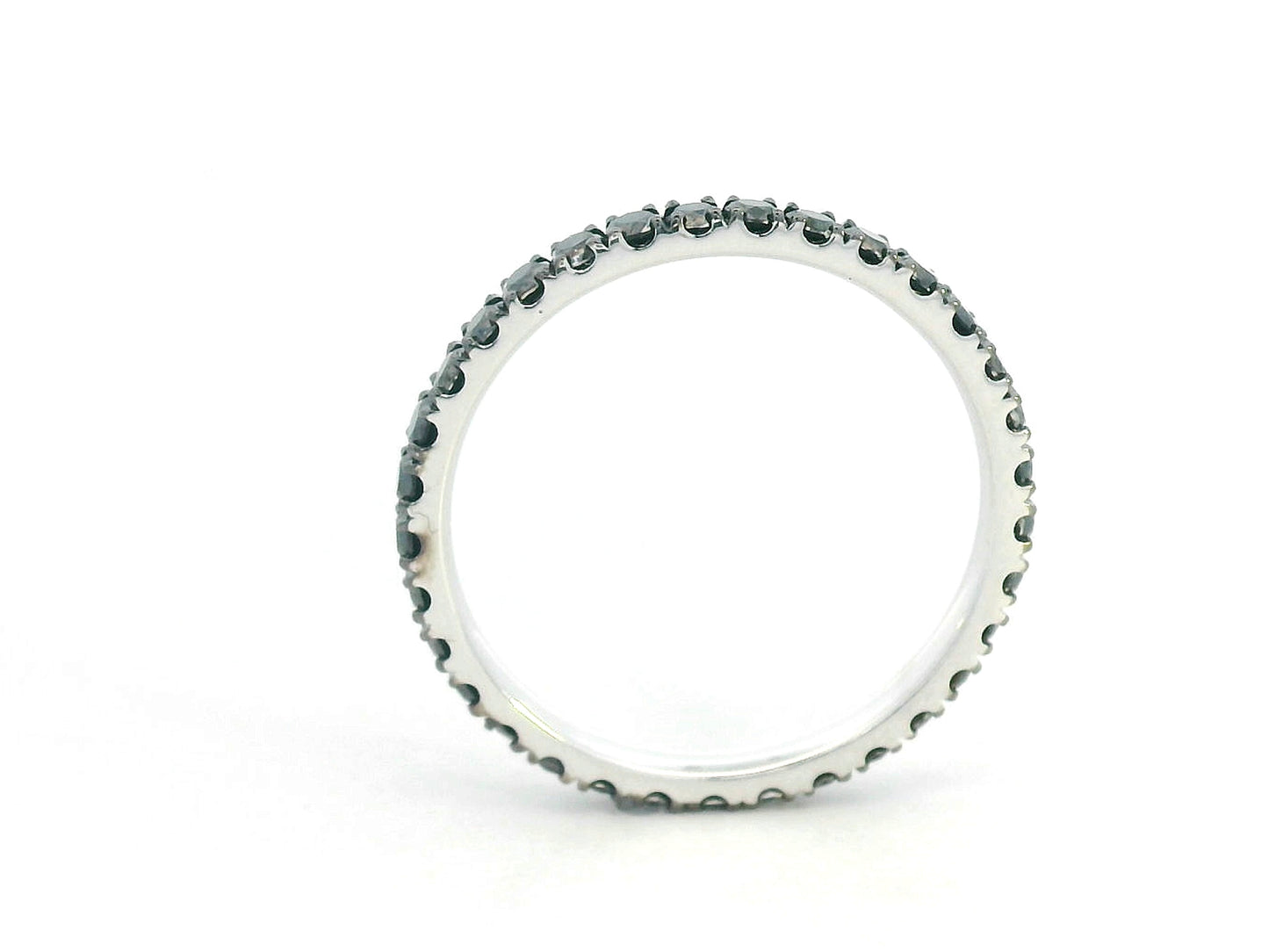 18K white gold full eternity black diamond ring, total 1.06 carat, modern luxury statement ring