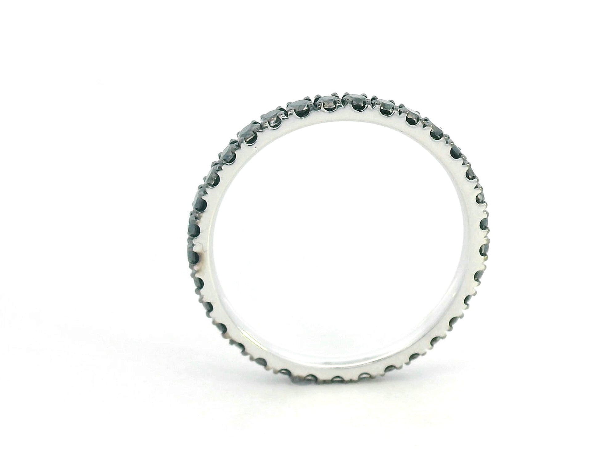 18K white gold full eternity black diamond ring, total 1.06 carat, modern luxury statement ring