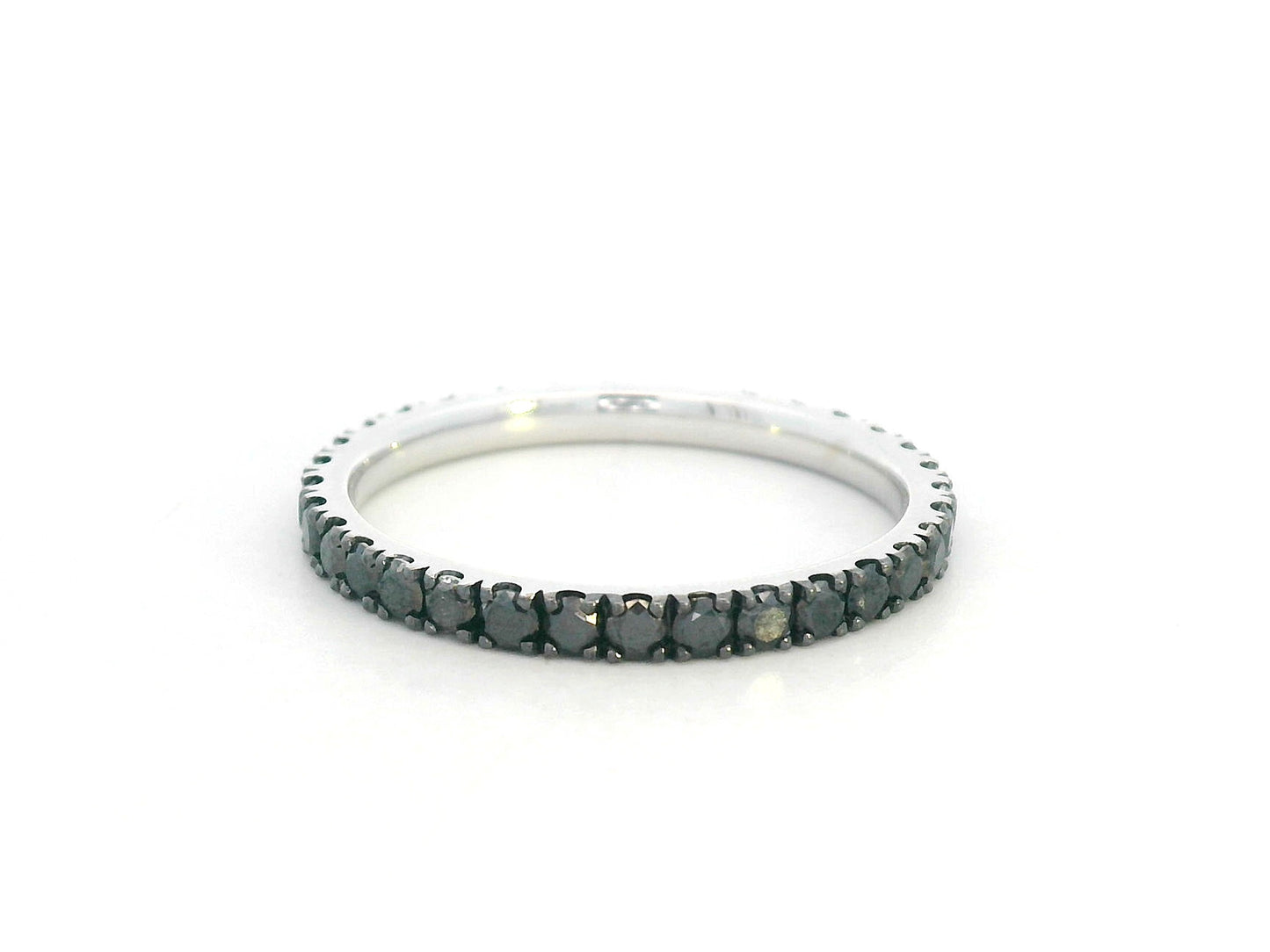 18K white gold full eternity black diamond ring, total 1.06 carat, modern luxury statement ring