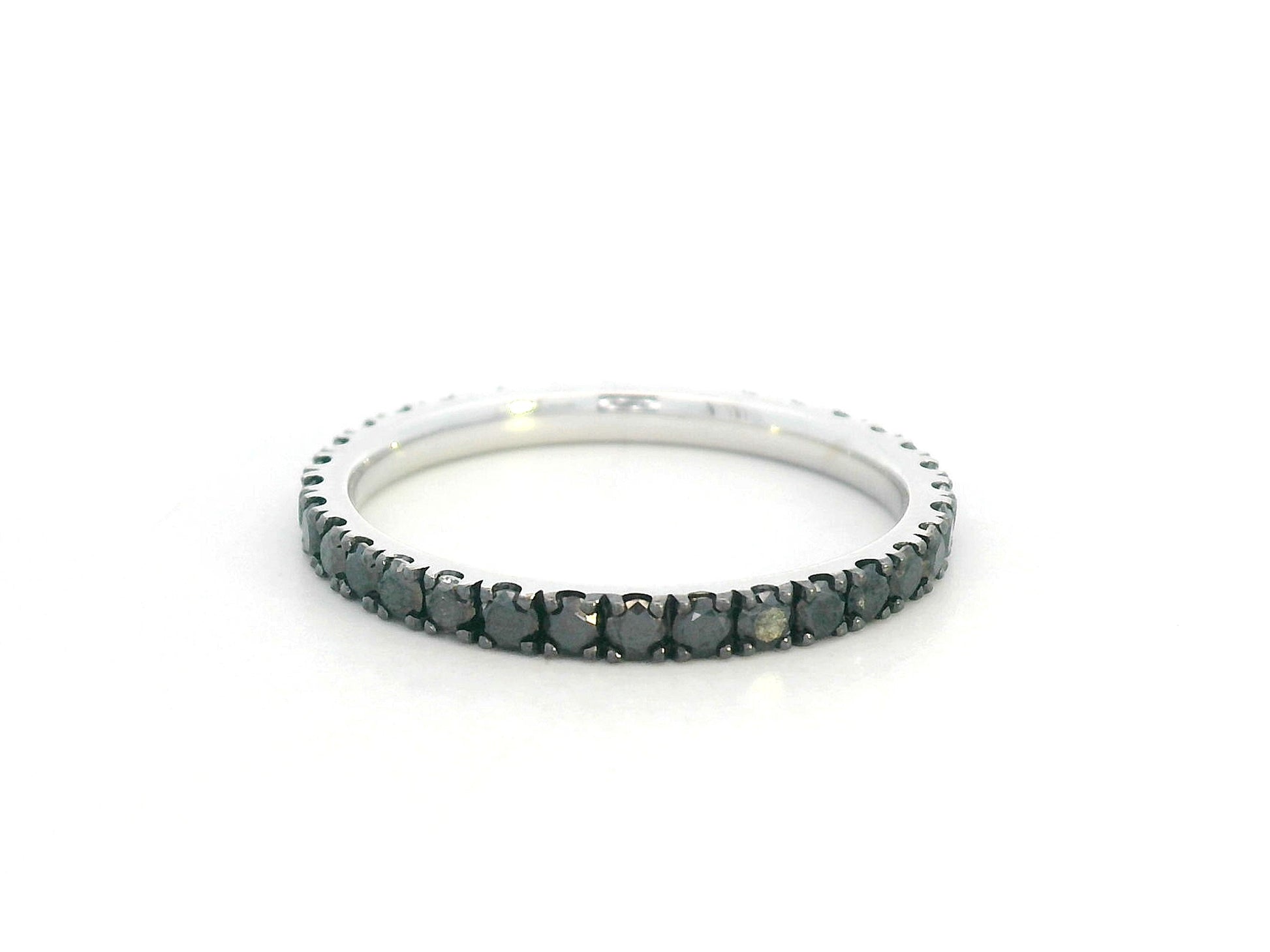 18K white gold full eternity black diamond ring, total 1.06 carat, modern luxury statement ring