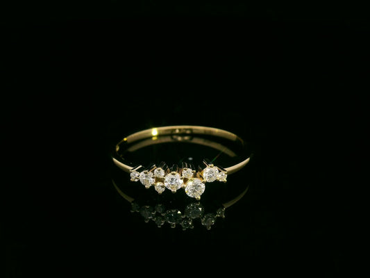 0.22 ct diamond cluster ring in 18K yellow gold, polished slender band, modern luxury statement ring – Emirates Diamonds