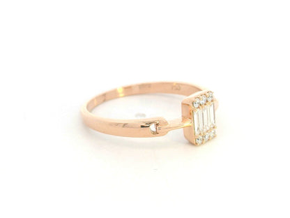 18K rose gold geometric diamond cluster ring with baguette and round diamonds – Emirates Diamonds