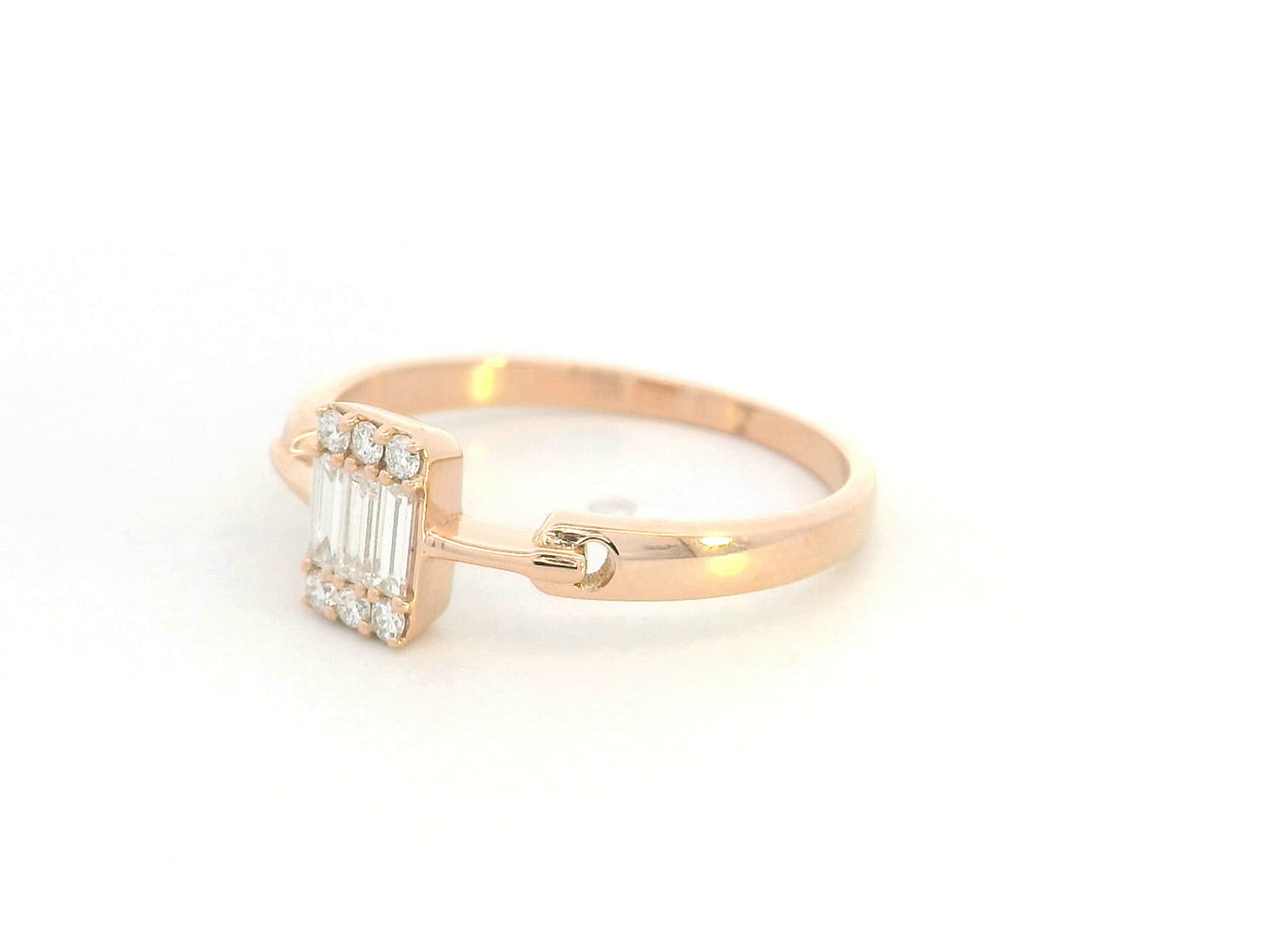 18K rose gold geometric diamond cluster ring with baguette and round diamonds – Emirates Diamonds