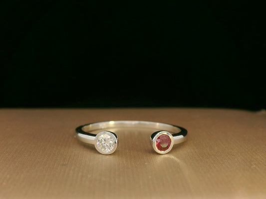 Ruby and diamond open ring in 18K white gold by Emirates Diamonds