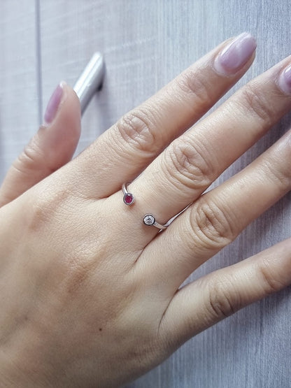 Ruby and diamond open ring in 18K white gold by Emirates Diamonds