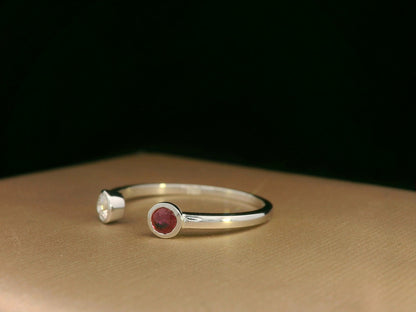 Ruby and diamond open ring in 18K white gold by Emirates Diamonds