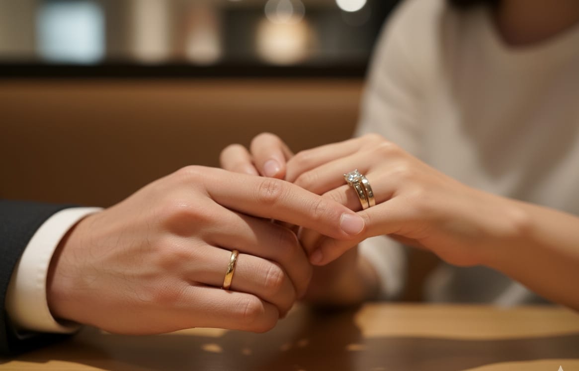 0.51 ct diamond engagement ring and matching wedding band in 18K white gold –