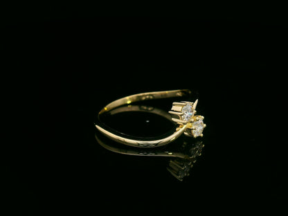 “Toi et Moi” diamond ring in 18K yellow gold with two round-cut diamonds, timeless elegance by Emirates Diamonds