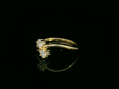 “Toi et Moi” diamond ring in 18K yellow gold with two round-cut diamonds, timeless elegance by Emirates Diamonds