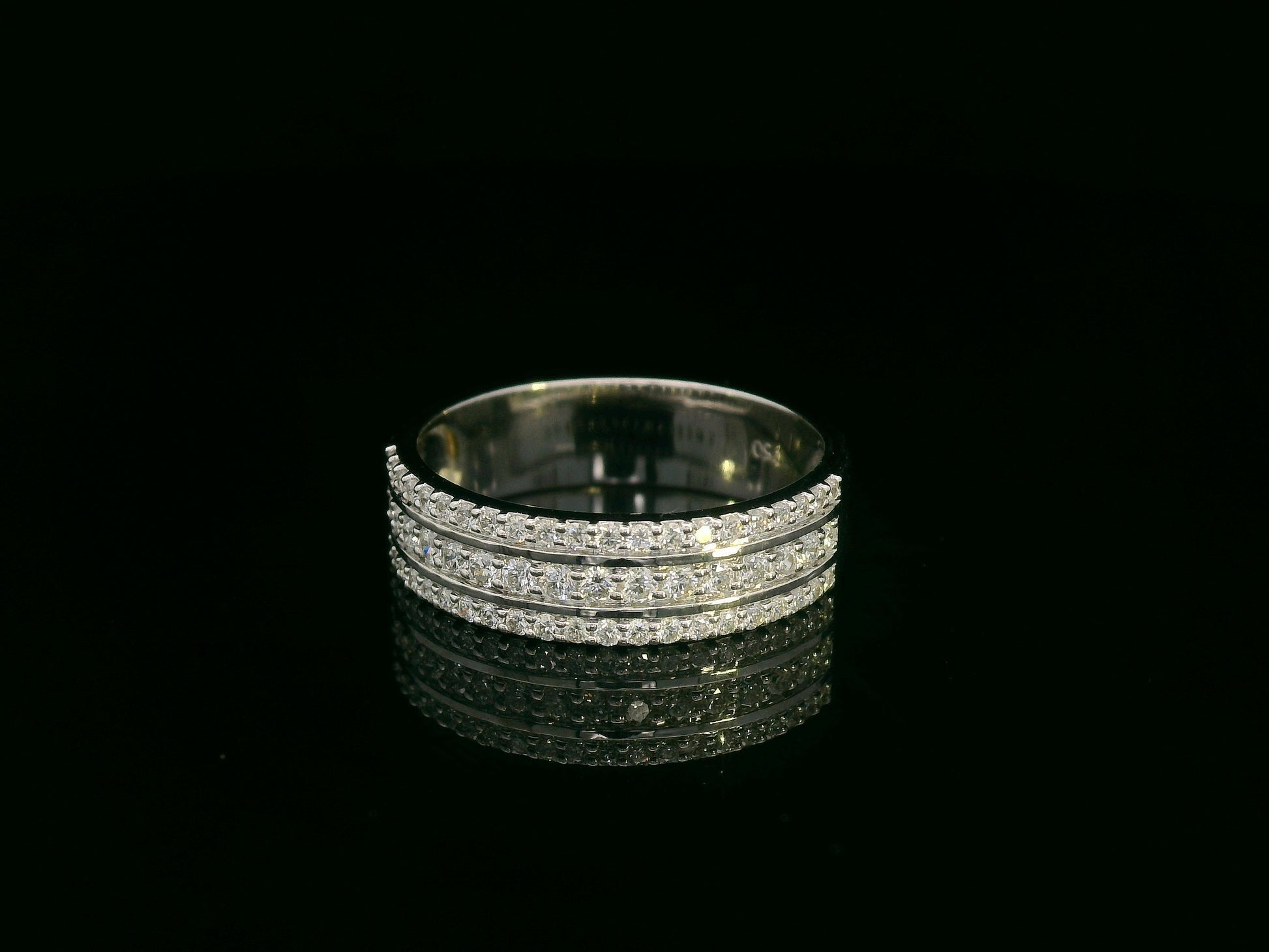 18K white gold bridal ring set with baguette and round diamond cluster – 1.28 carat by Emirates Diamonds.