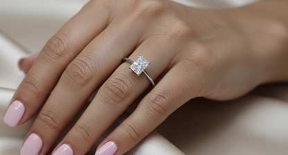 Radiant Cut Diamond Solitaire Engagement Ring in 18K White Gold | IGI Certified