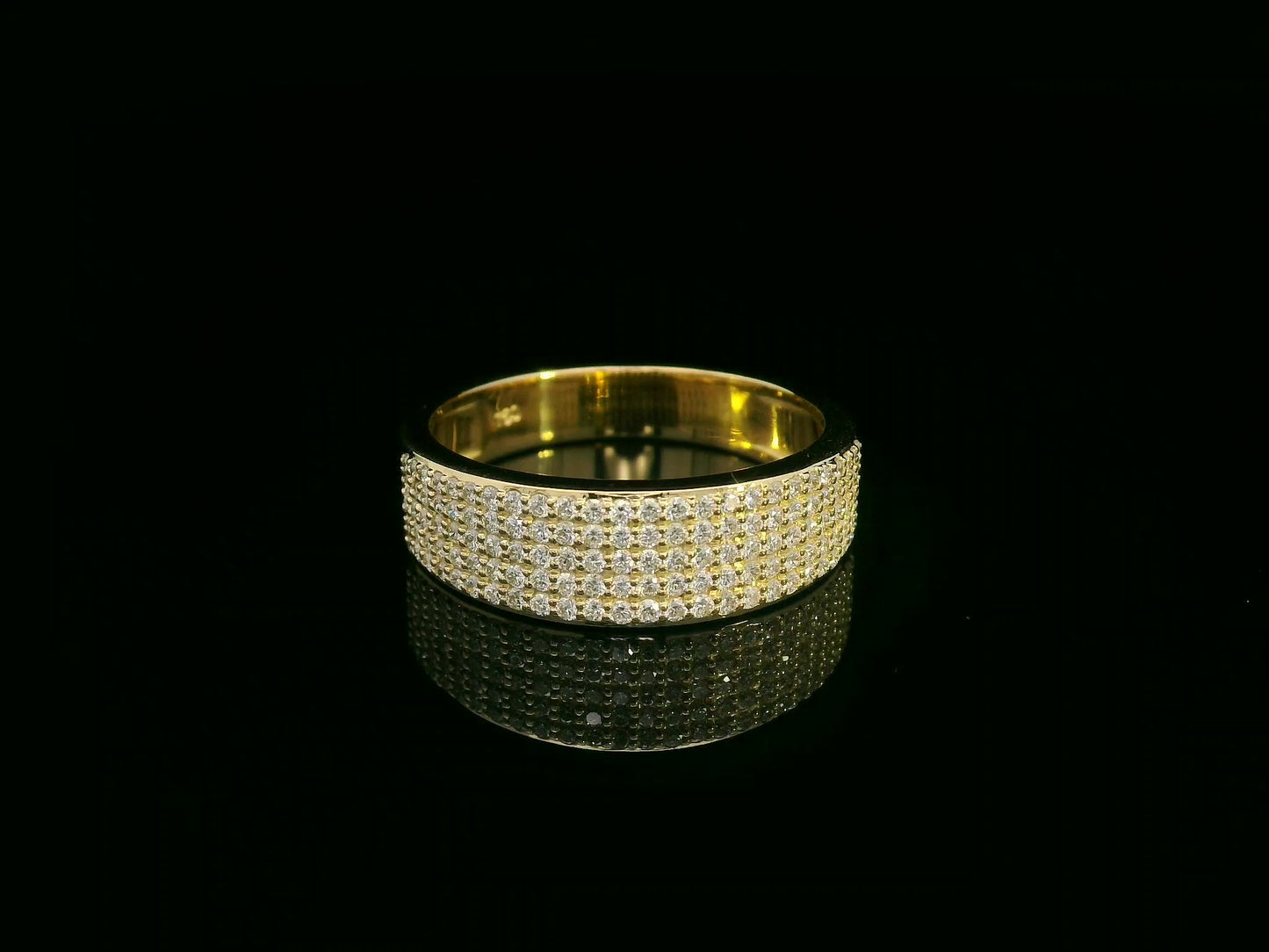 18K yellow gold triple-row pavé diamond band ring – 0.51ct diamonds by Emirates Diamonds