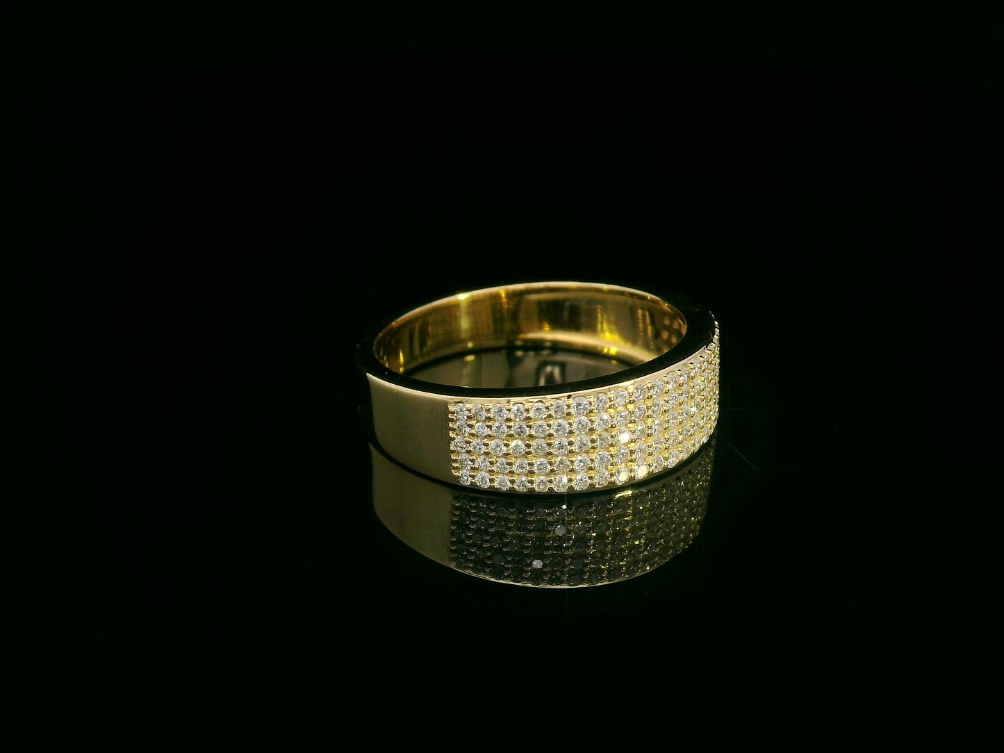 18K yellow gold triple-row pavé diamond band ring – 0.51ct diamonds by Emirates Diamonds