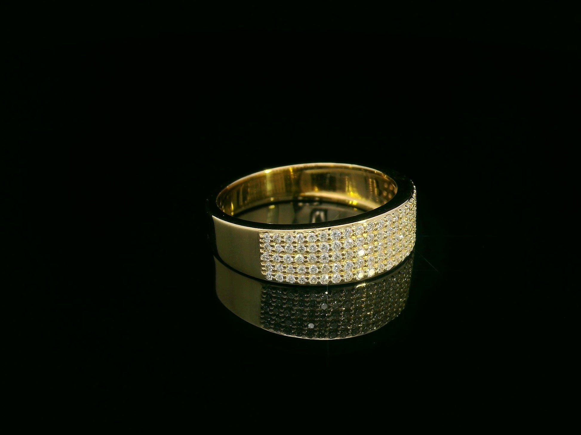 18K yellow gold triple-row pavé diamond band ring – 0.51ct diamonds by Emirates Diamonds