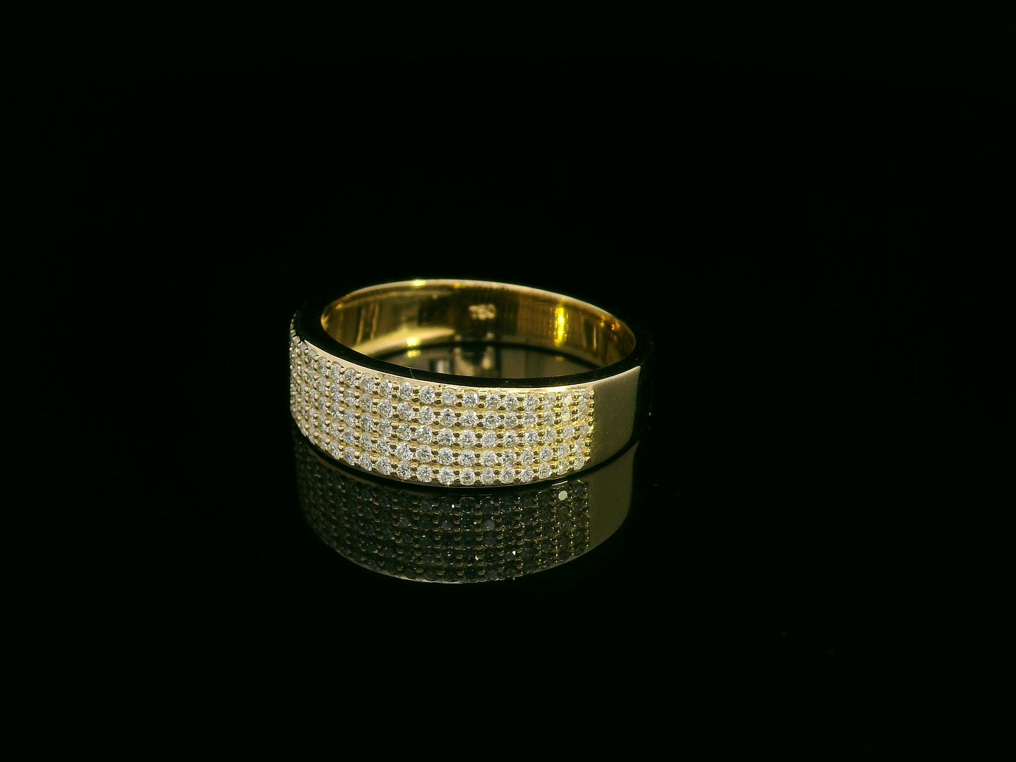 18K yellow gold triple-row pavé diamond band ring – 0.51ct diamonds by Emirates Diamonds