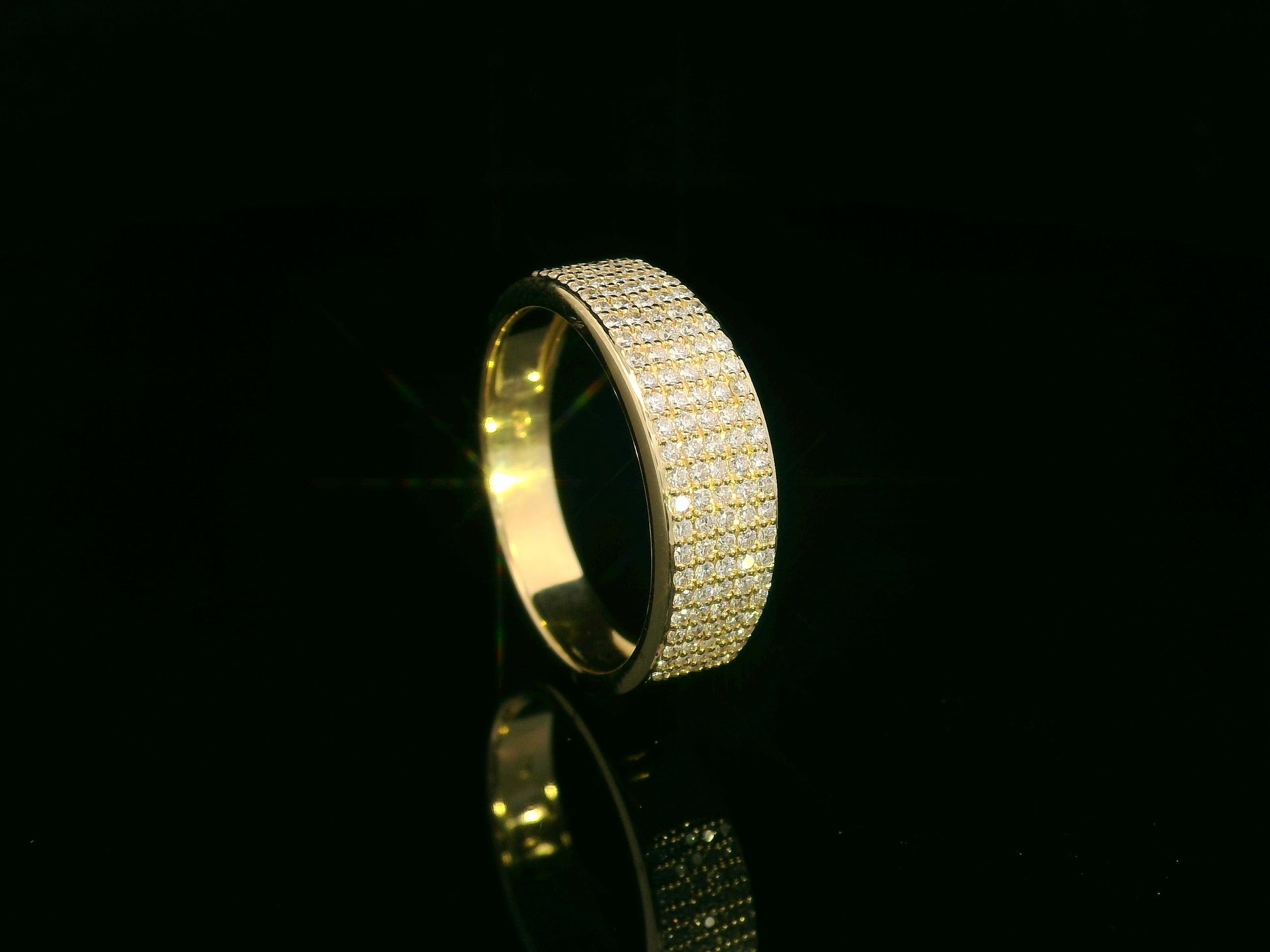 18K yellow gold triple-row pavé diamond band ring – 0.51ct diamonds by Emirates Diamonds