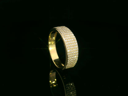 18K yellow gold triple-row pavé diamond band ring – 0.51ct diamonds by Emirates Diamonds