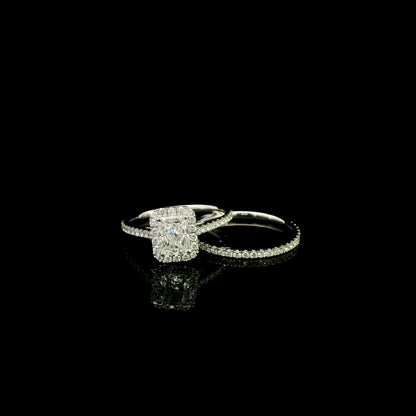 Radiant Cut Diamond Bridal Set In 18K White Gold l 1 Carat Diamond