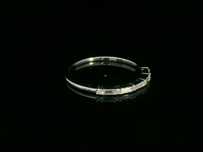 18K white gold baguette and round diamond band – 0.15ct modern stacking ring by Emirates Diamonds