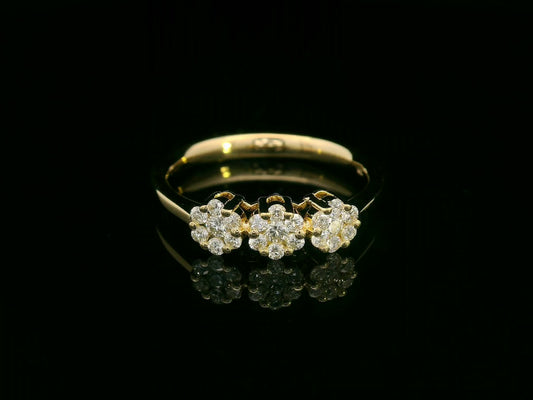 18K yellow gold diamond cluster trio ring – 0.34ct diamonds by Emirates Diamonds