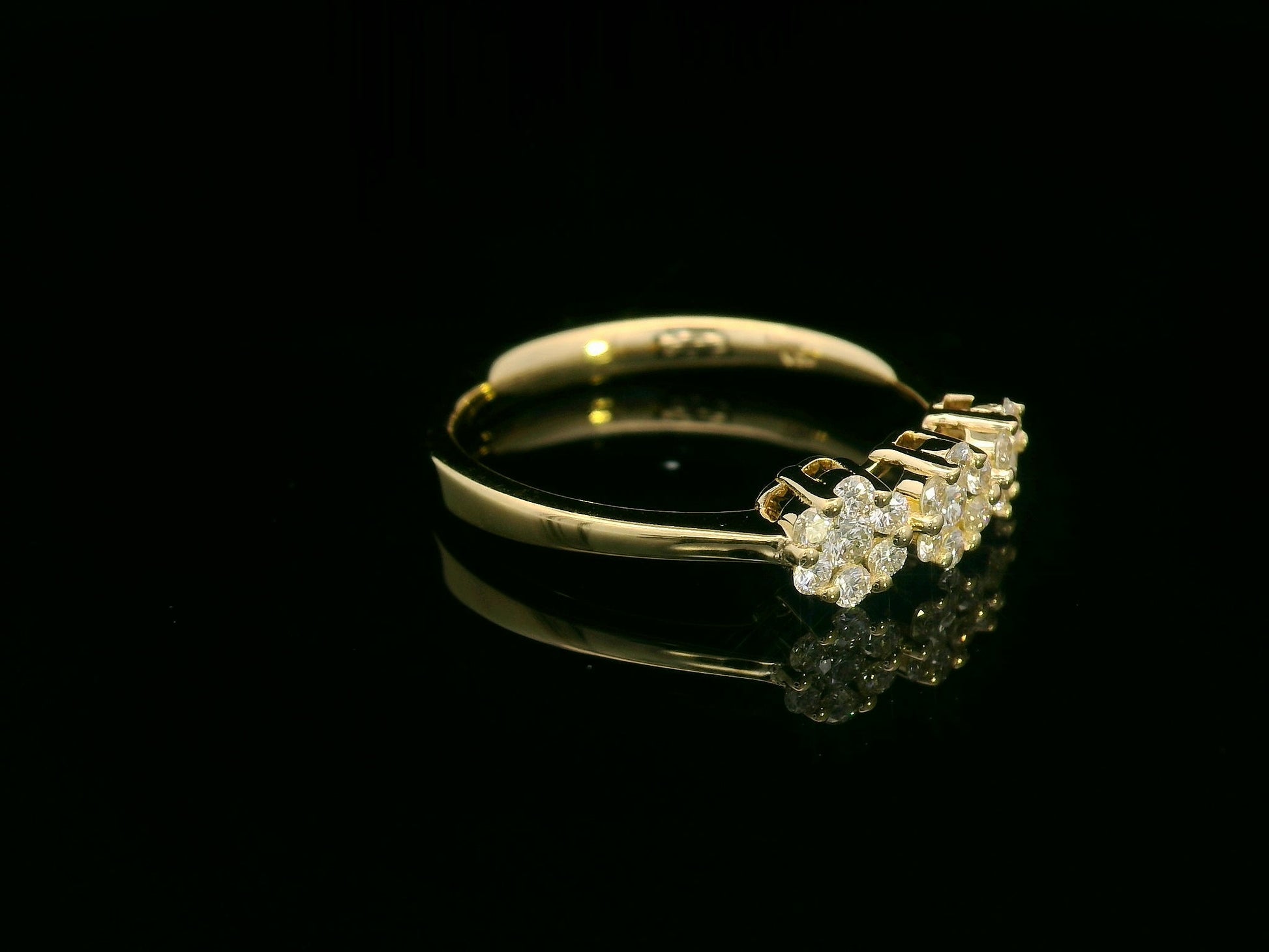 18K yellow gold diamond cluster trio ring – 0.34ct diamonds by Emirates Diamonds