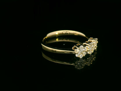 18K yellow gold diamond cluster trio ring – 0.34ct diamonds by Emirates Diamonds