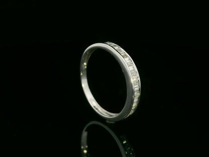 18K white gold baguette diamond band – 0.40ct channel-set modern wedding band by Emirates Diamonds
