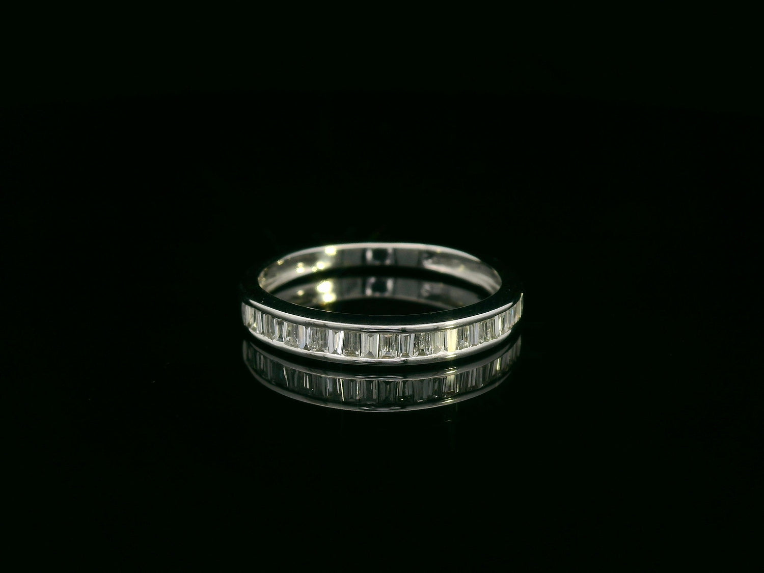 18K white gold baguette diamond band – 0.40ct channel-set modern wedding band by Emirates Diamonds