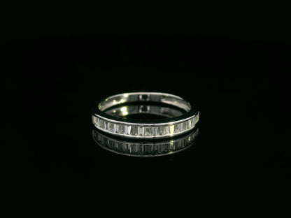 18K white gold baguette diamond band – 0.40ct channel-set modern wedding band by Emirates Diamonds