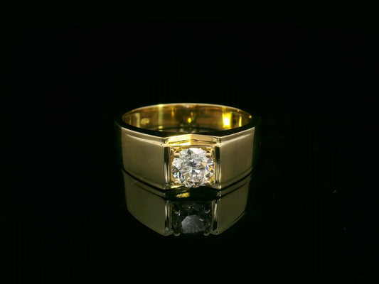 18K yellow gold men’s diamond ring – 0.68ct VVS2 I-color IGI certified by Emirates Diamonds