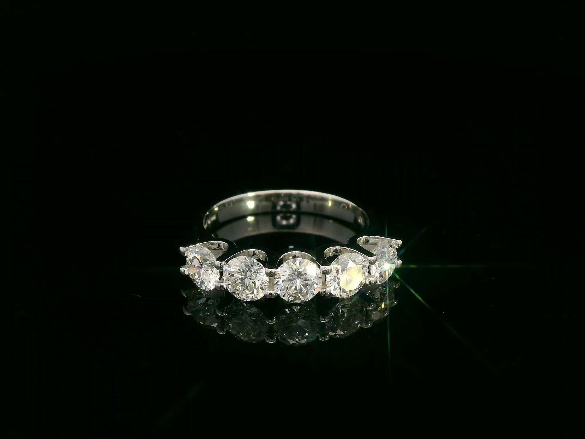 18K white gold diamond band ring with round brilliant diamonds totaling 2.05 carats – Emirates Diamonds