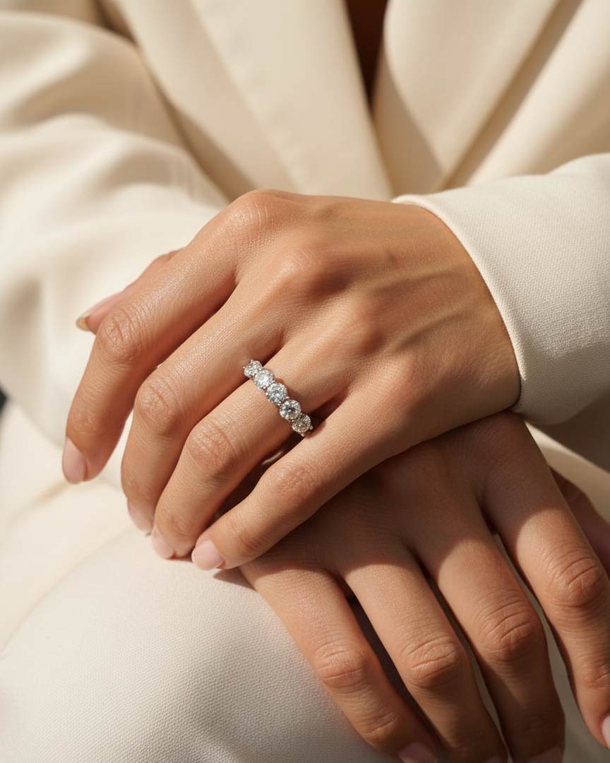 18K white gold diamond band ring with round brilliant diamonds totaling 2.05 carats – Emirates Diamonds