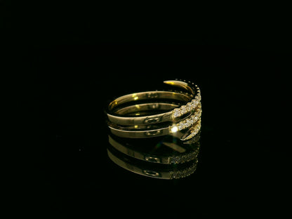 18K yellow gold diamond wrap ring with triple-row pavé design totaling 0.59 carat – Emirates Diamonds.