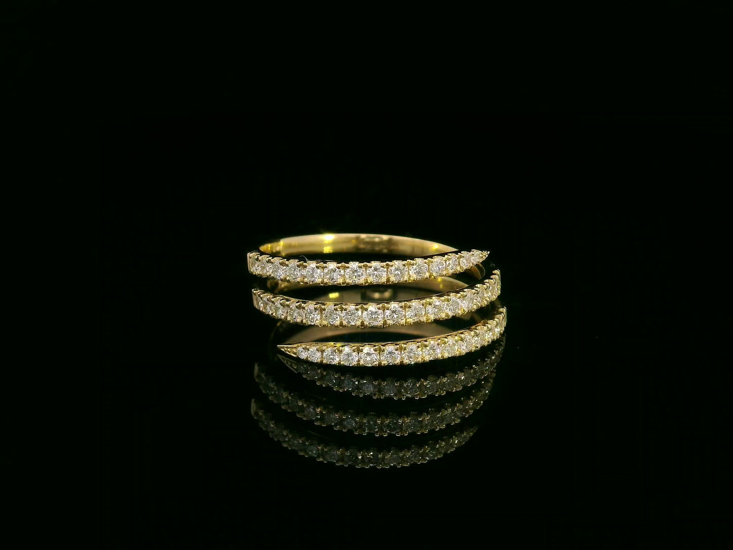 18K yellow gold diamond wrap ring with triple-row pavé design totaling 0.59 carat – Emirates Diamonds.