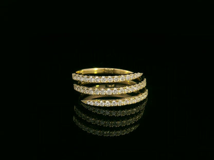 18K yellow gold diamond wrap ring with triple-row pavé design totaling 0.59 carat – Emirates Diamonds.